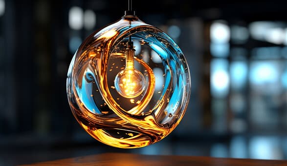 Glass award trophy with golden light