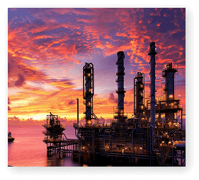 Oil rig at sunset